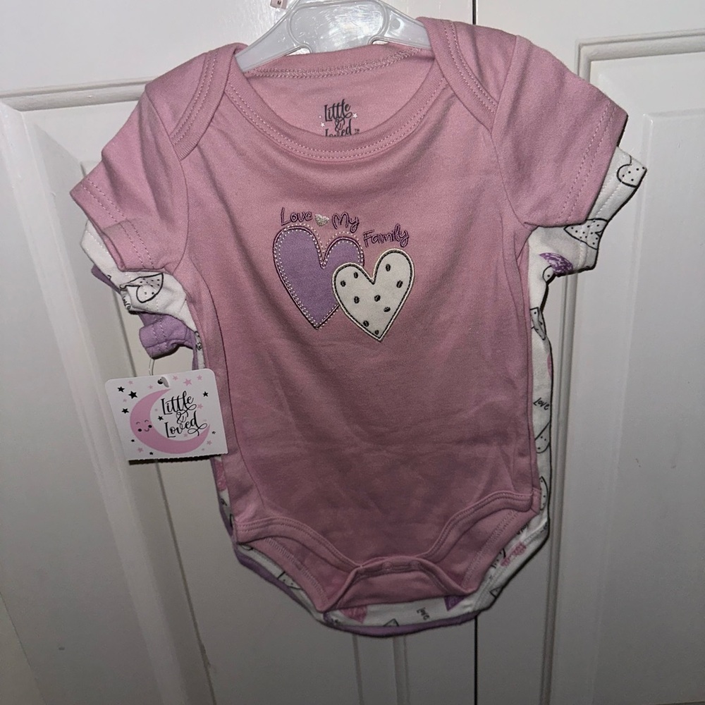 Pink and White Heart Bodysuit Set